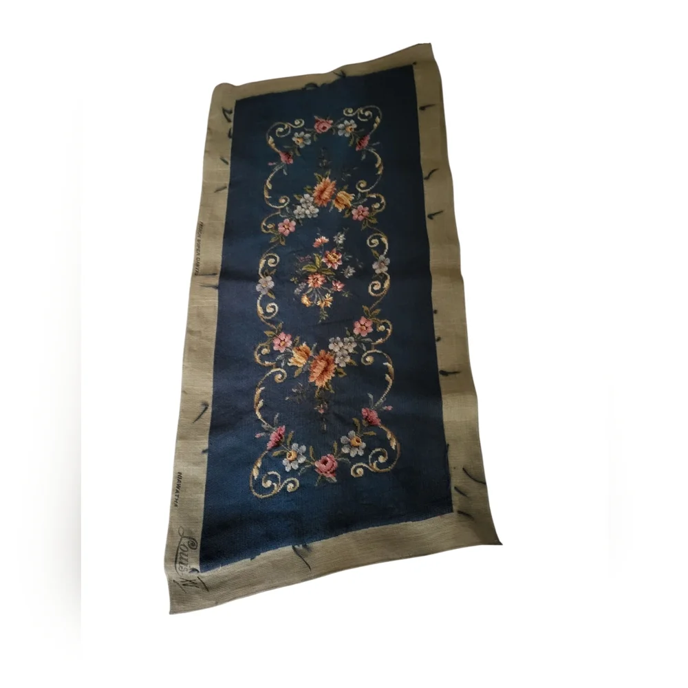 Antique 1921 French Needlepoint Tapestry - Louis XV Floral Design.